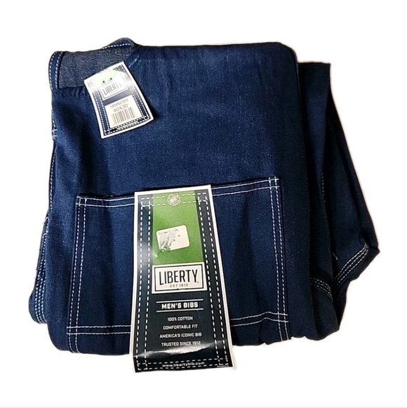 NWT Liberty Flex Mens 40"x30" Blue Denim Bib Overalls Cargo Pocket - Picture 12 of 12